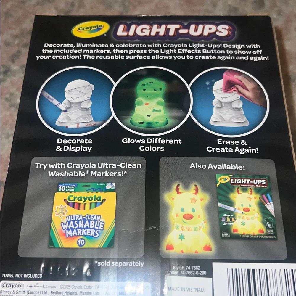NWT! Crayola Light-Ups Recolorable Mummy - Green with Markers